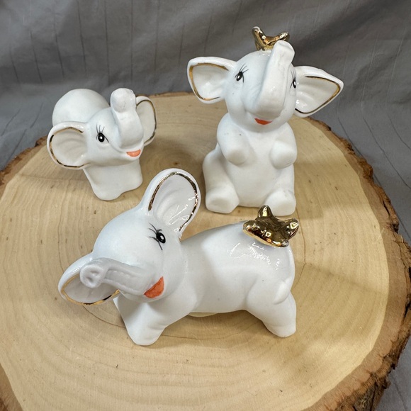 Set of 3 Vintage Ceramic White Elephants, Chen Star Collections - Picture 11 of 11